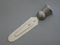 Victorian Novelty Antique Silver Thistle Head Bookmark by Sampson Mordan, 1894
