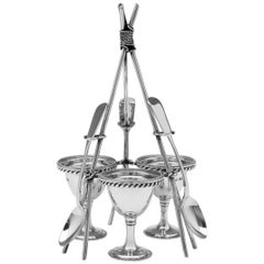 e œuf en argent sterling de style victorien « Cooking Tripod » de 1894