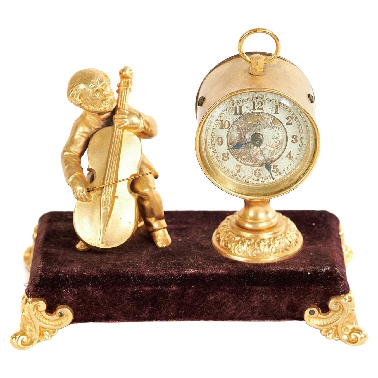 Victorian Novelty Gilded brass Mantel Clock For Sale