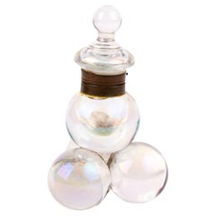 Antique Victorian Novelty Glass Iridescent Ball Inkwell 