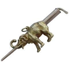 Victorian Novelty Gold Elephant Propelling Pencil Unmarkeda, circa 1880