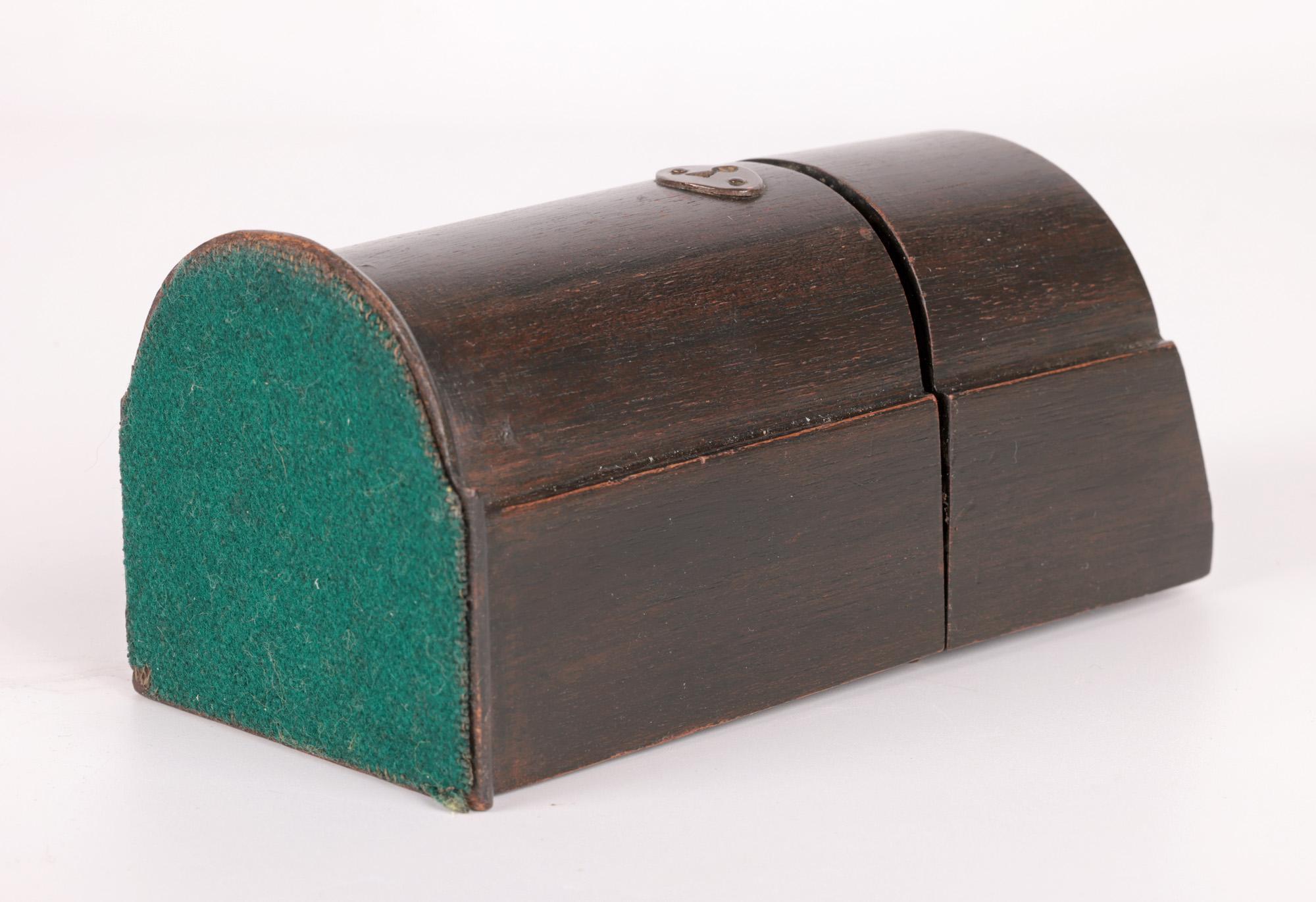 Victorian Novelty Knife Box Shaped Wooden Inkwell For Sale 5