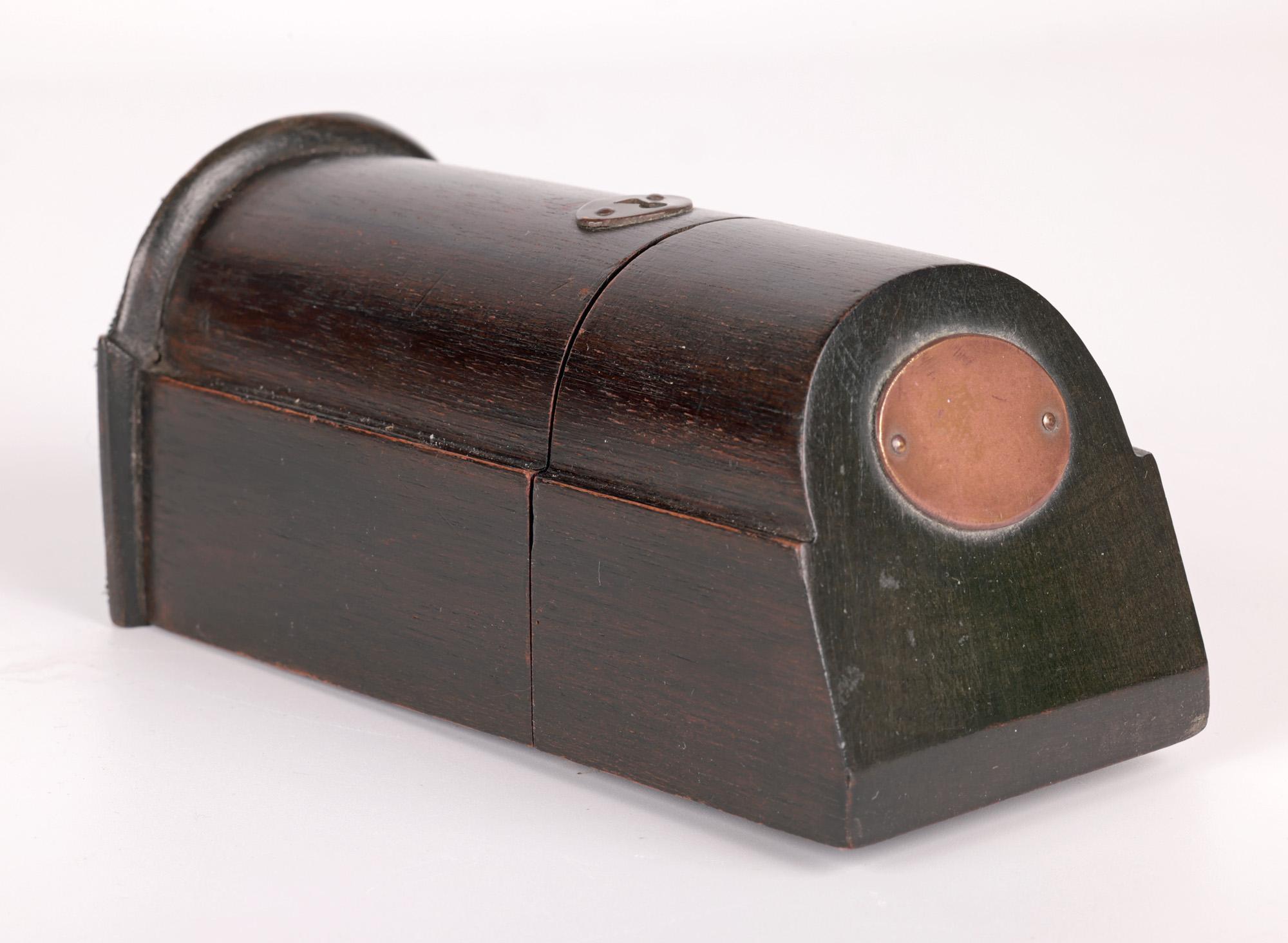 Victorian Novelty Knife Box Shaped Wooden Inkwell For Sale 7