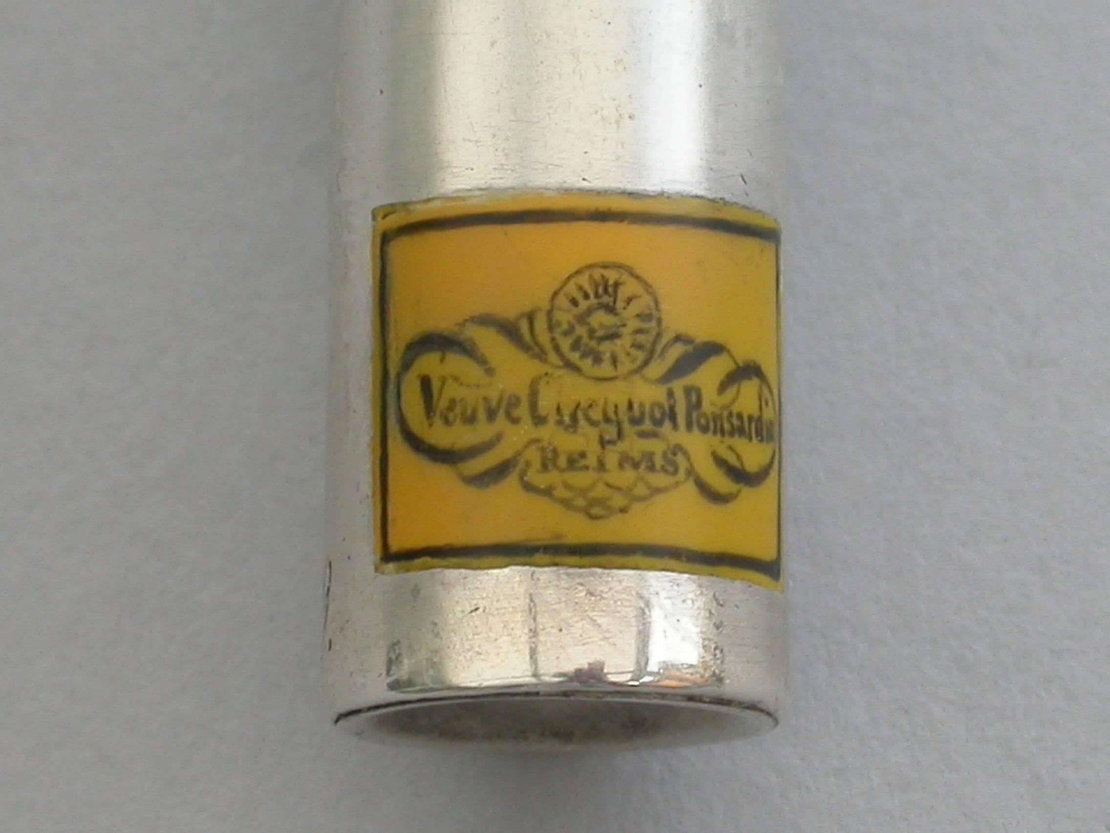 Victorian Novelty Silver & Enamel Champagne Bottle Propelling Pencil, circa 1880 In Good Condition In Sittingbourne, Kent
