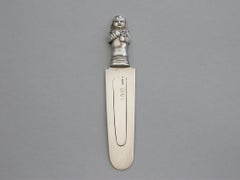 Victorian Novelty Silver Baby in Swaddling Clothes Bookmark, 1893