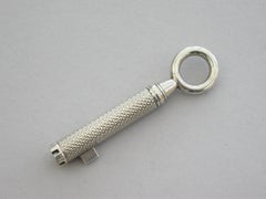 Victorian Novelty Silver Bramah Key Propelling Pencil, Registered Design