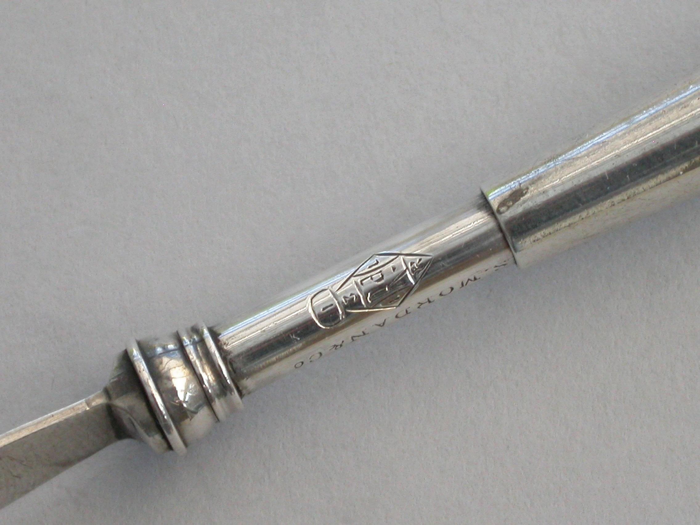 Victorian Novelty Silver Butter Knife Propelling Pencil, by Sampson Mordan & Co. 4