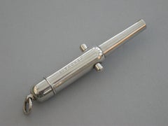 Victorian Novelty Silver Cannon Barrel Telescopic Propelling Pencil, 1876