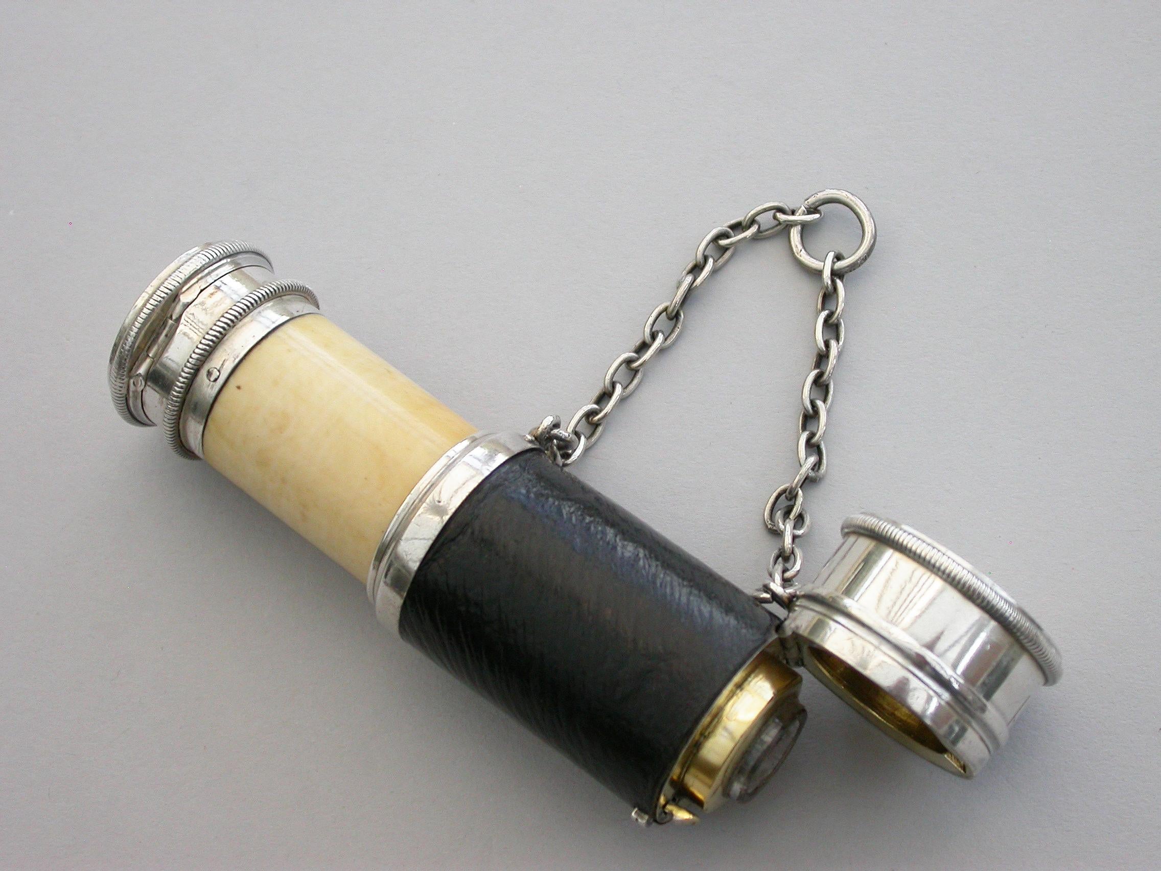 Victorian Novelty Silver Combined Scent Bottle Vinaigrette as a Telescope Kittie For Sale 2