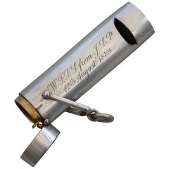 Victorian Novelty Silver Combined Whistle and Vesta Case. George Wilkinson, 1889