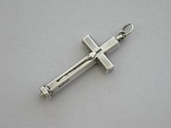 Victorian Novelty Silver Crucifix Propelling Pencil, Early Registered Design
