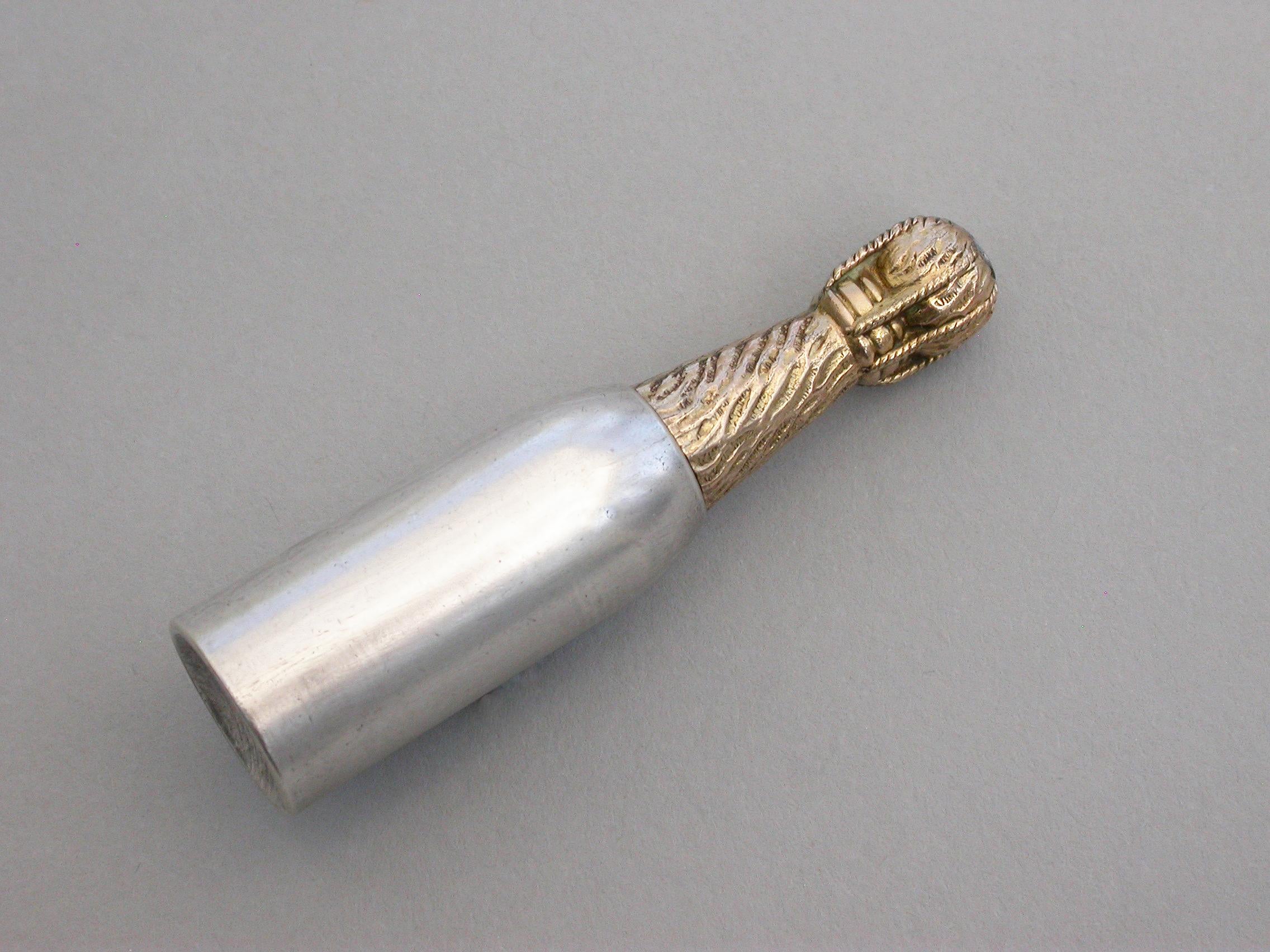Victorian Novelty Silver & Enamel Champagne Bottle Propelling Pencil, circa 1880 For Sale 2