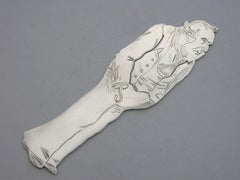 Victorian Novelty Silver Figural Bookmark Charles Dickens 'Captain Cuttle' 1889