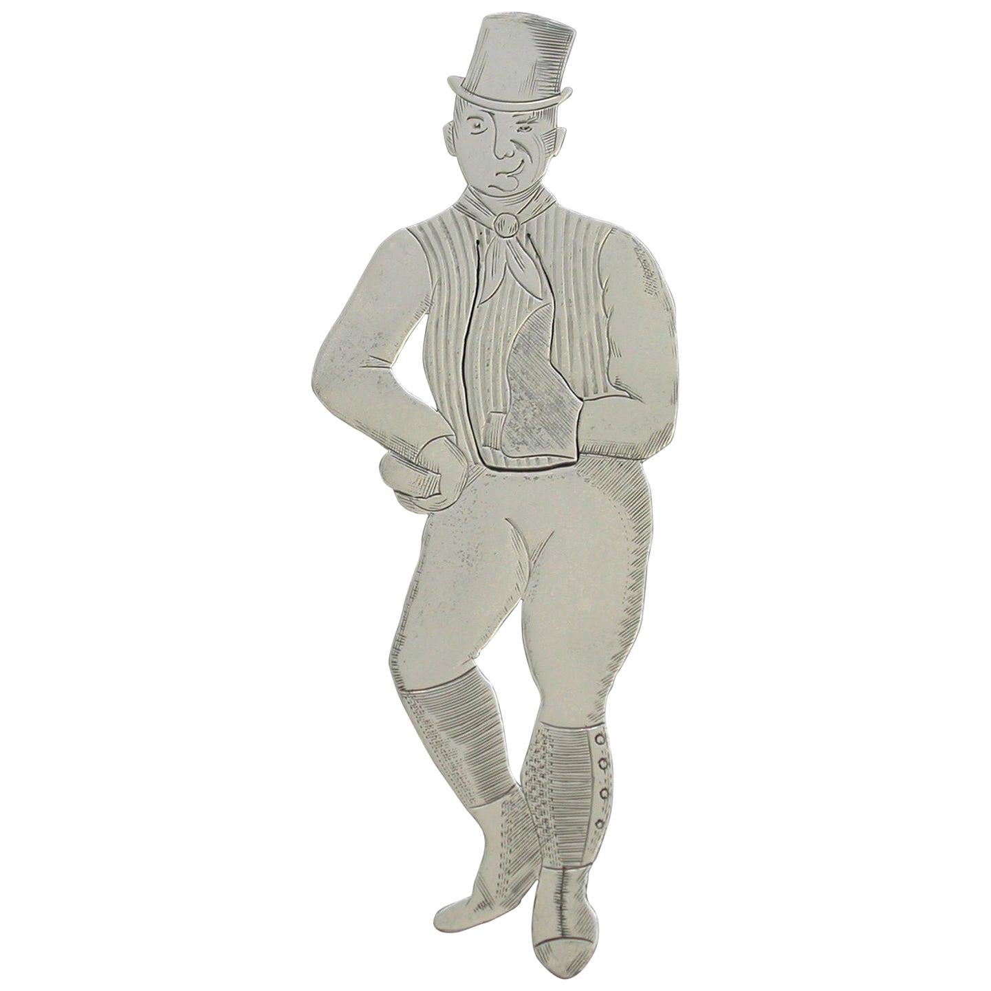 Victorian Novelty Silver Figural Bookmark Charles Dickens 'Sam Weller', 1894 For Sale