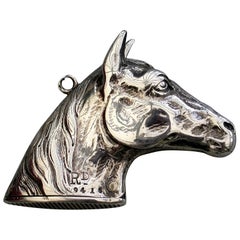 Antique Victorian Novelty Silver Figural Horses Head Vesta Case, H B S, Birmingham, 1884