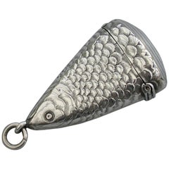 Victorian Novelty Silver Fish Head Vesta Case. by William Oliver Birmingham 1892