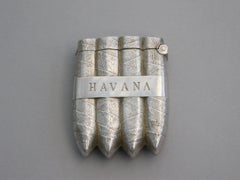 Victorian Novelty Silver Havana Cigar Vesta Case, by William Neale, 1887