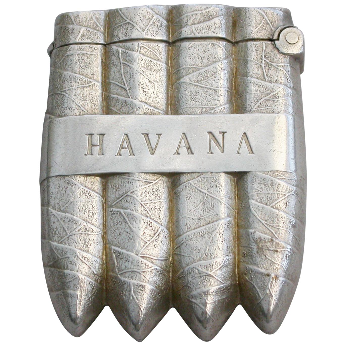 Victorian Novelty Silver Havana Cigar Vesta Case, by William Neale, 1887