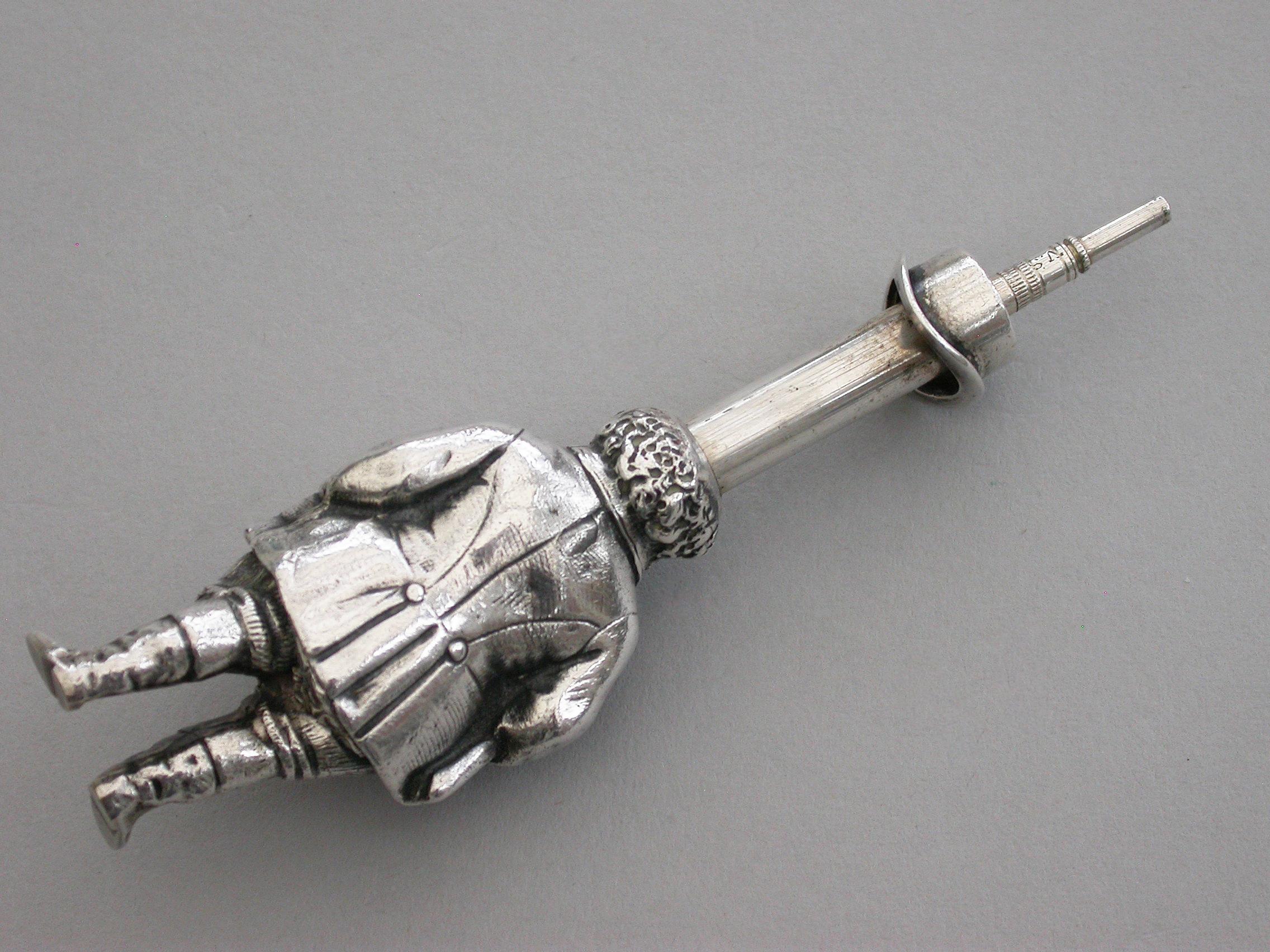 Victorian Novelty Silver 'John Bull' Telescopic Propelling Pencil S Mordan, 1880 For Sale 1