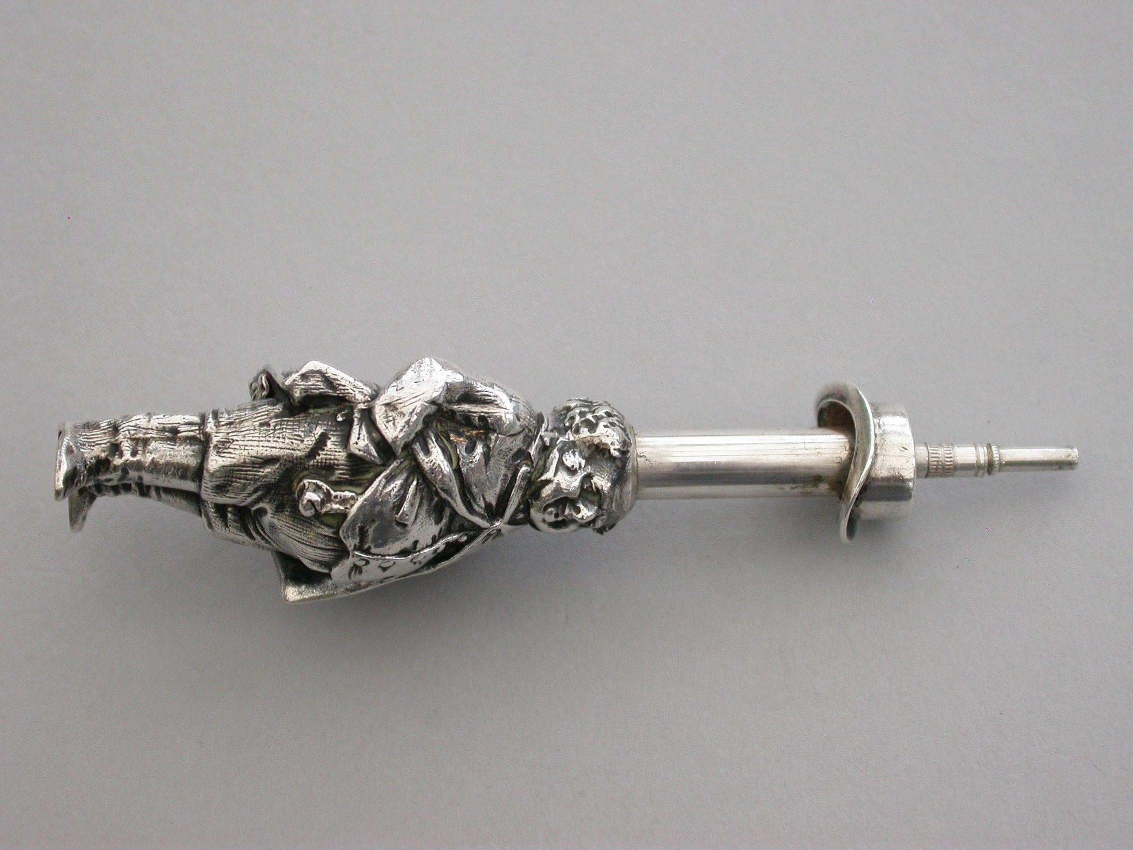 Victorian Novelty Silver 'John Bull' Telescopic Propelling Pencil S Mordan, 1880 For Sale 4