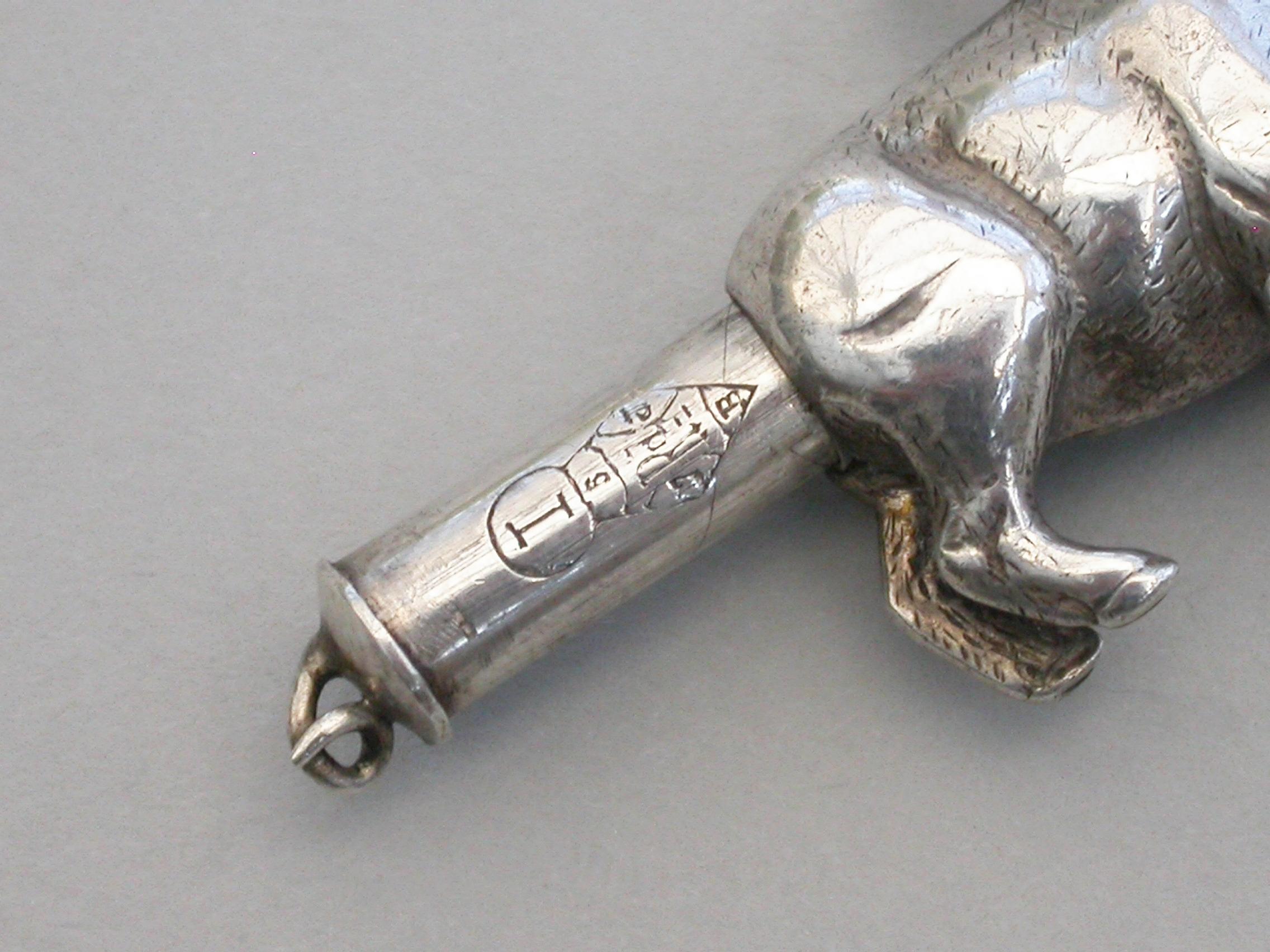 Late 19th Century Victorian Novelty Silver Pig Propelling Pencil by Sampson Mordan, circa 1880 For Sale