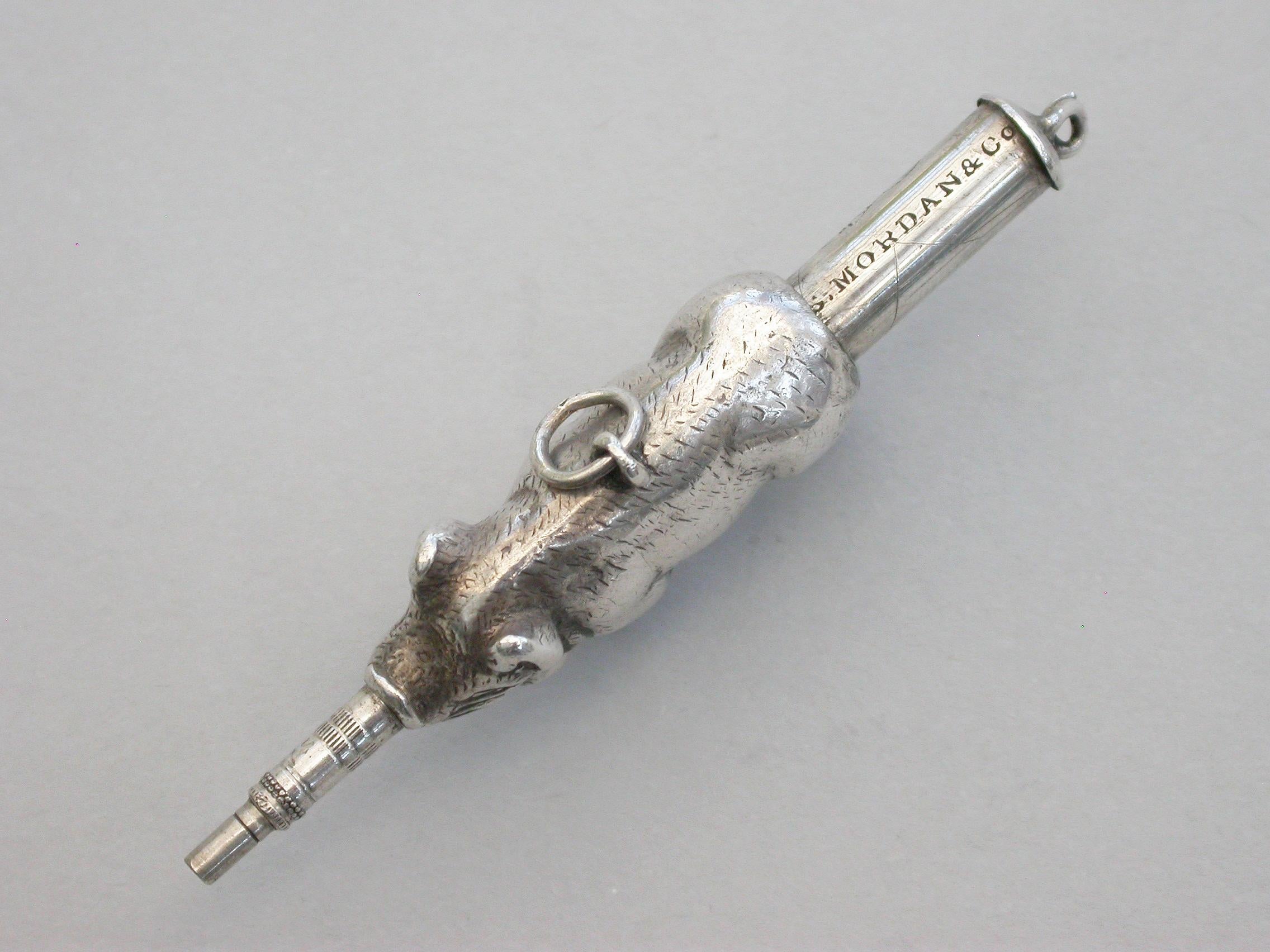 Victorian Novelty Silver Pig Propelling Pencil by Sampson Mordan, circa 1880 For Sale 2