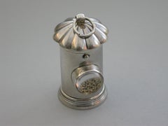 Victorian Novelty Silver Policeman's Bullseye Lantern Vinaigrette / Sewing Etui