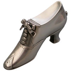 Victorian Novelty Silver Registered Design Shoe Bonbonniere and Seal, 1873