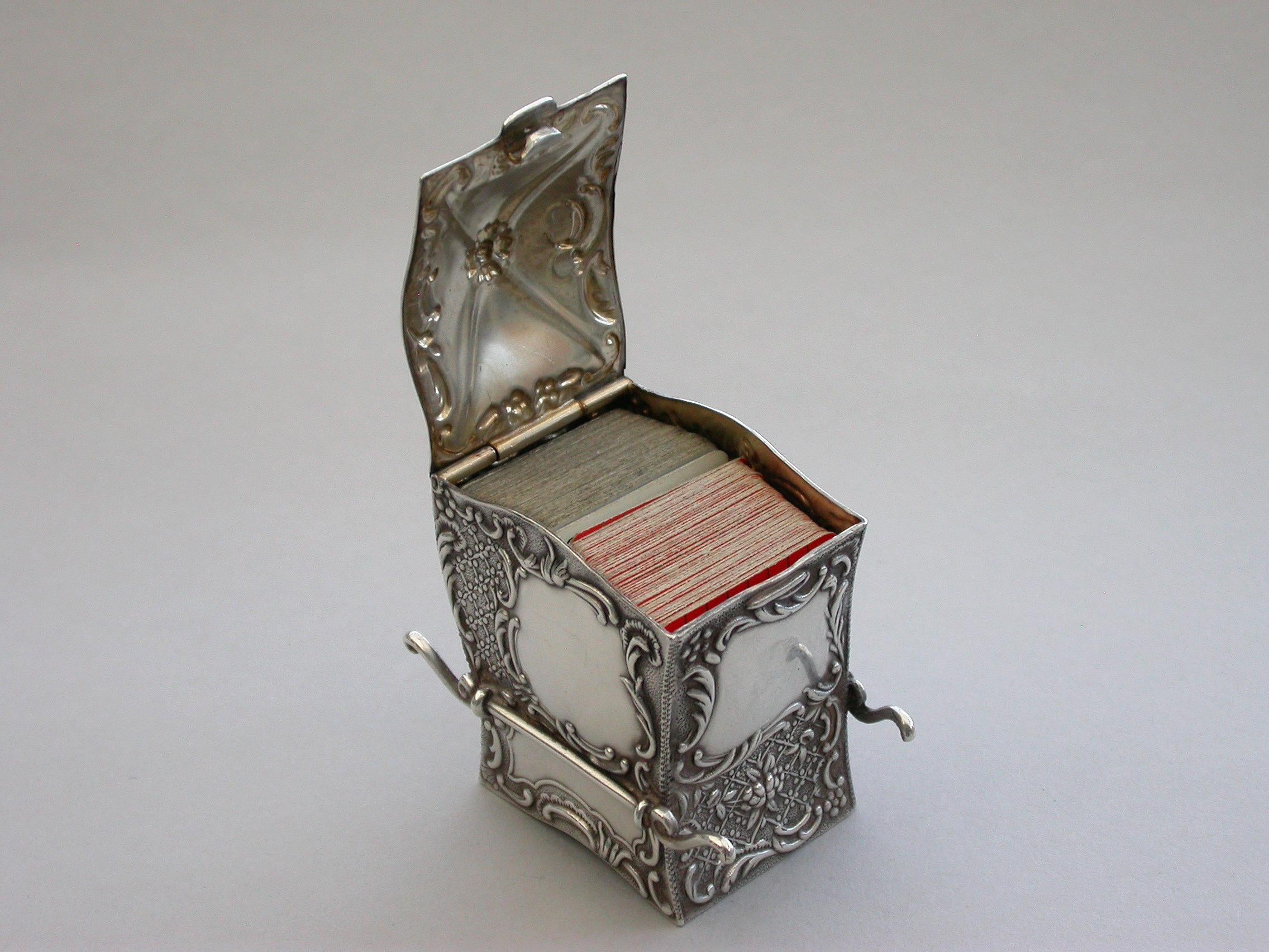 Victorian Novelty Silver Sedan Chair Twin Pack Playing Card Box, S Jacob, 1900 For Sale 7