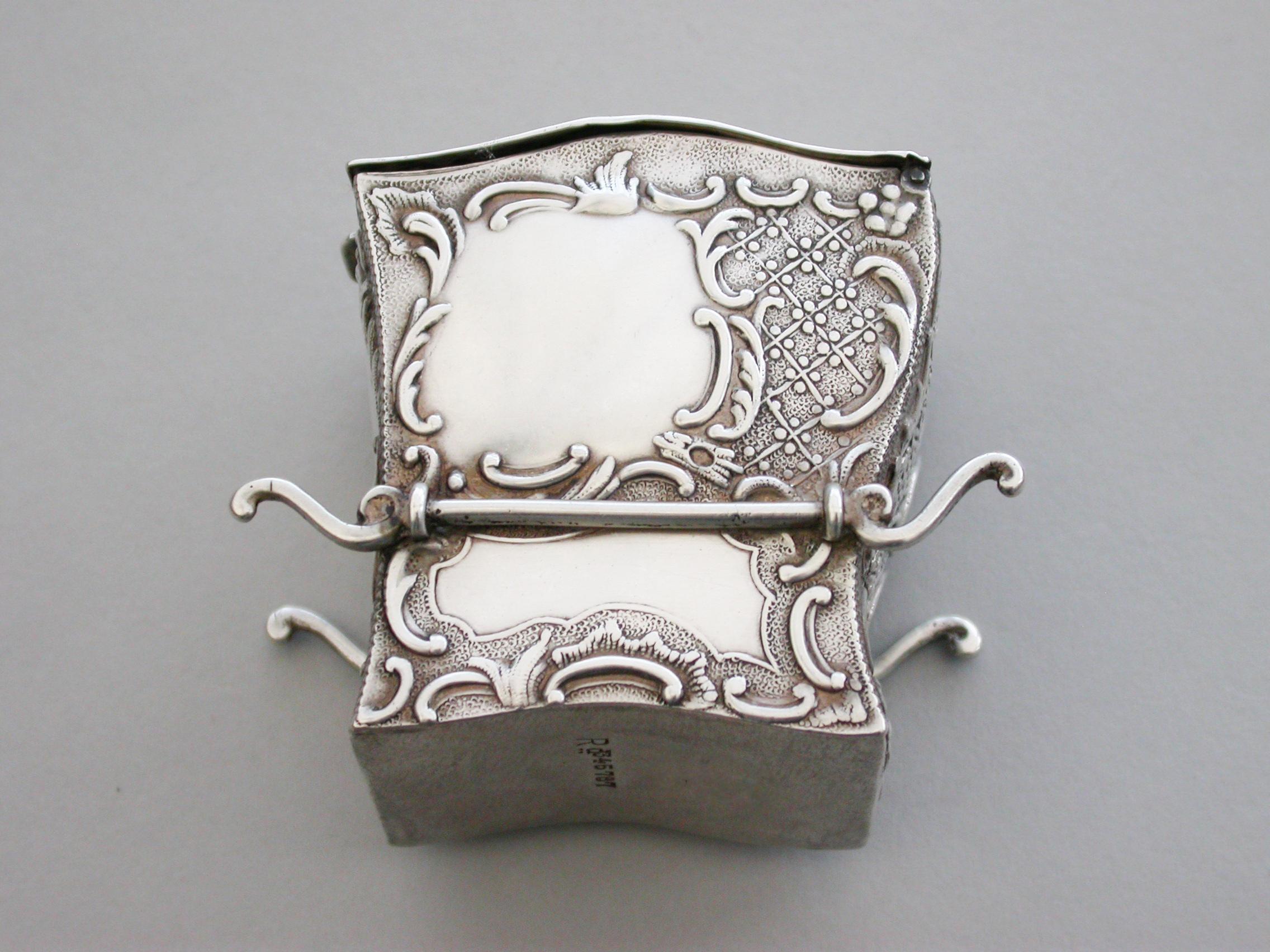 English Victorian Novelty Silver Sedan Chair Twin Pack Playing Card Box, S Jacob, 1900 For Sale
