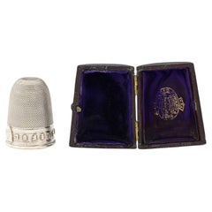 Victorian novelty silver tumbler in the form of a thimble, "just a thimbleful"