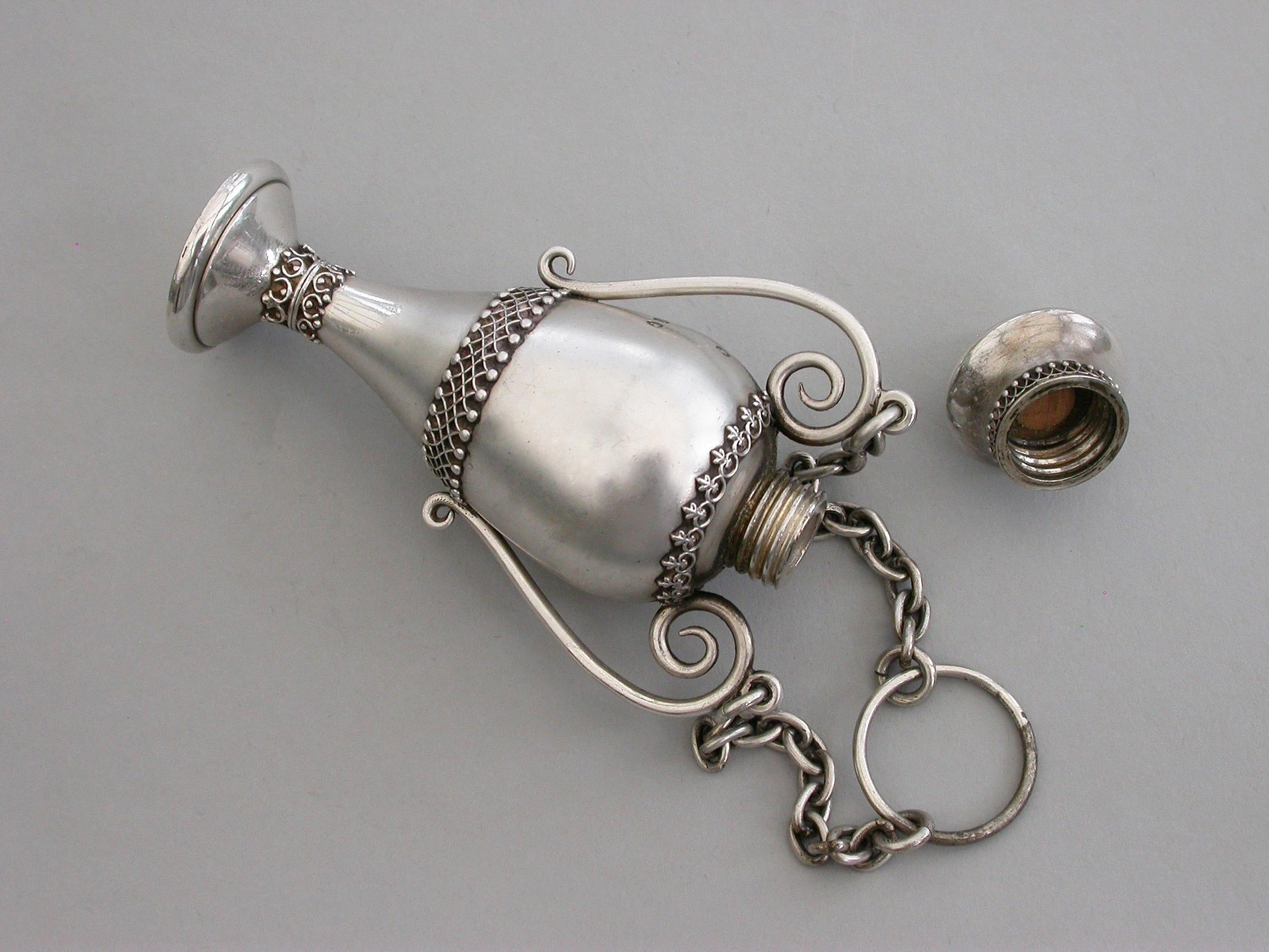 Victorian Novelty Silver Vase Shaped Scent Bottle by Sampson Mordan & Co. 1873 For Sale 6