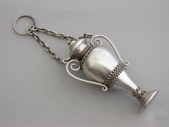 Victorian Novelty Silver Vase Shaped Scent Bottle by Sampson Mordan & Co. 1873