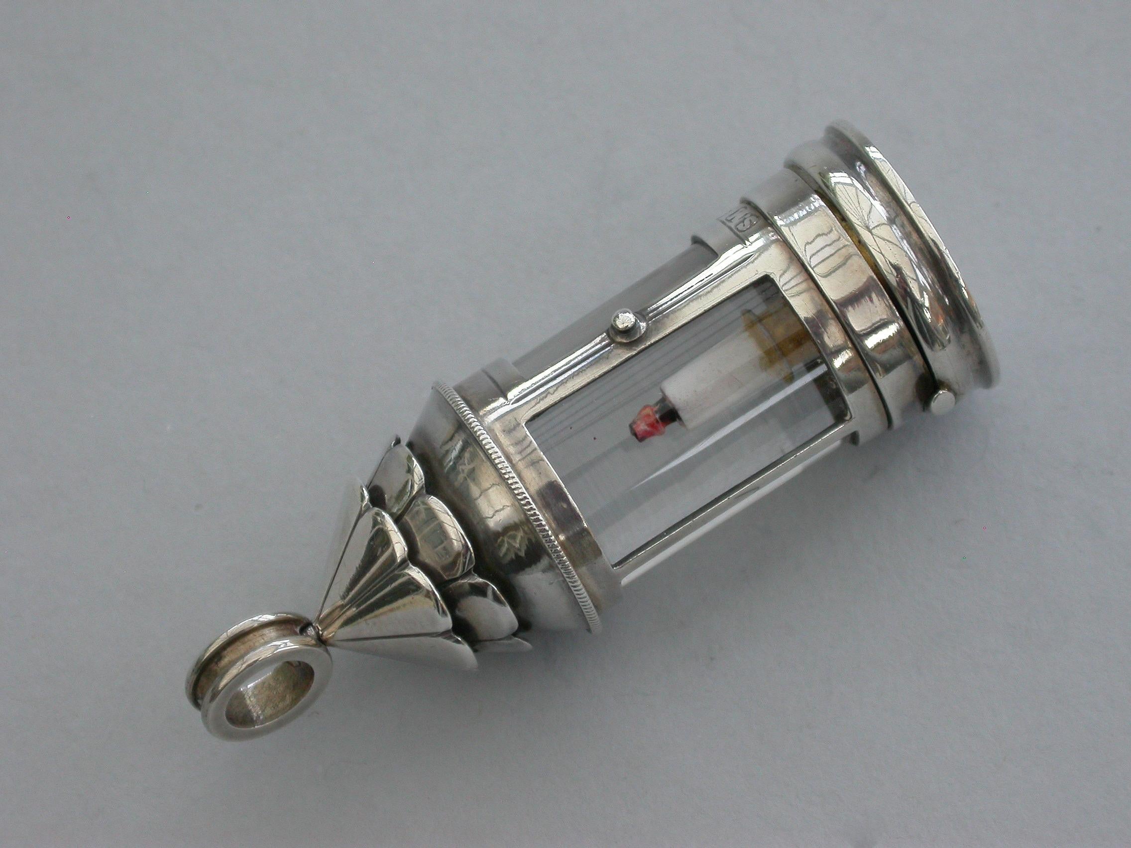 English Victorian Novelty Silver Watchman's 'Charlie's' Lantern Vinaigrette London, 1882 For Sale