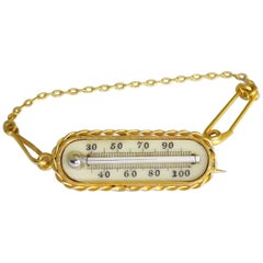 Antique Victorian Novelty Thermometer Brooch
