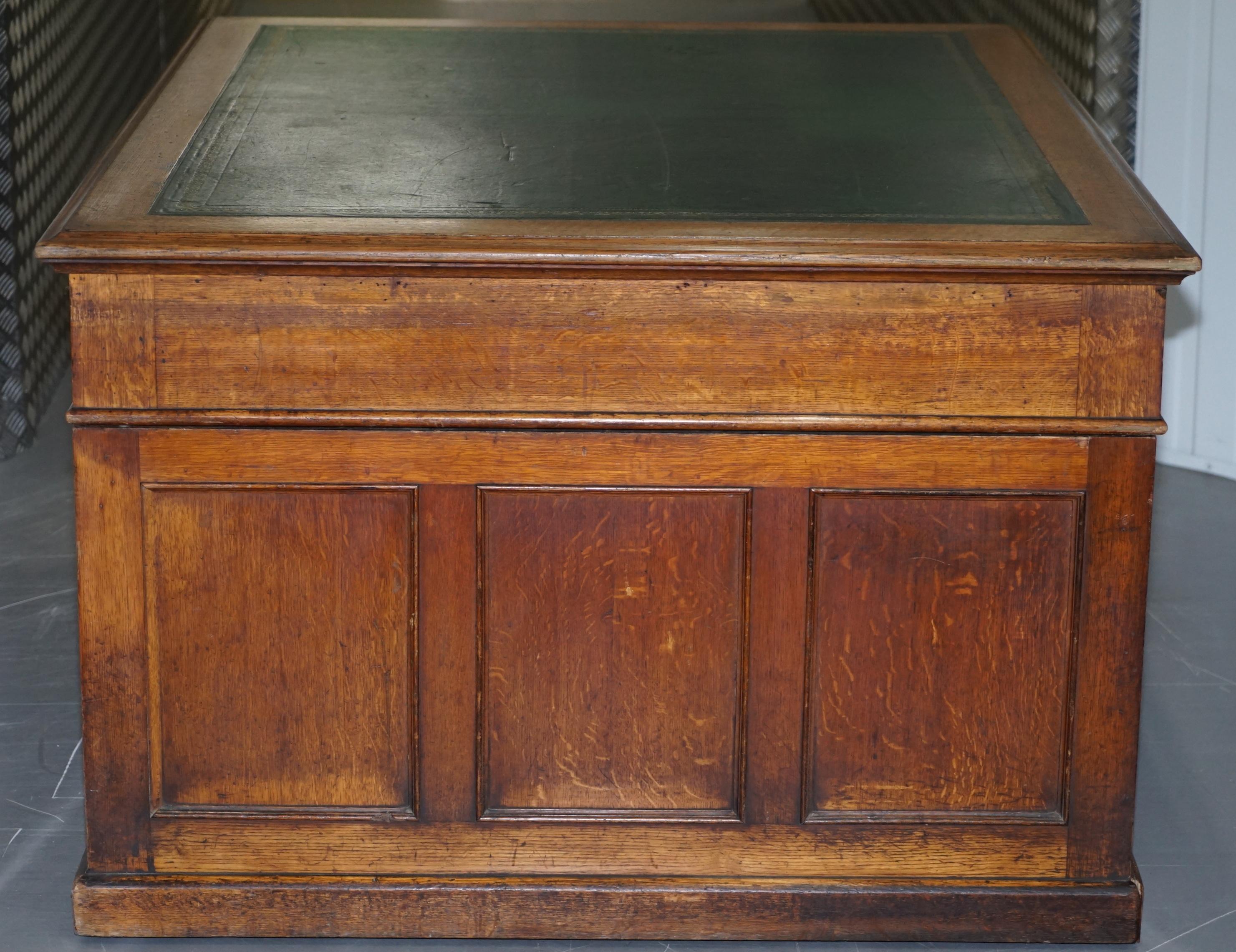 Victorian Oak 18 Drawer Double Sided Twin Pedestal Partner Desk