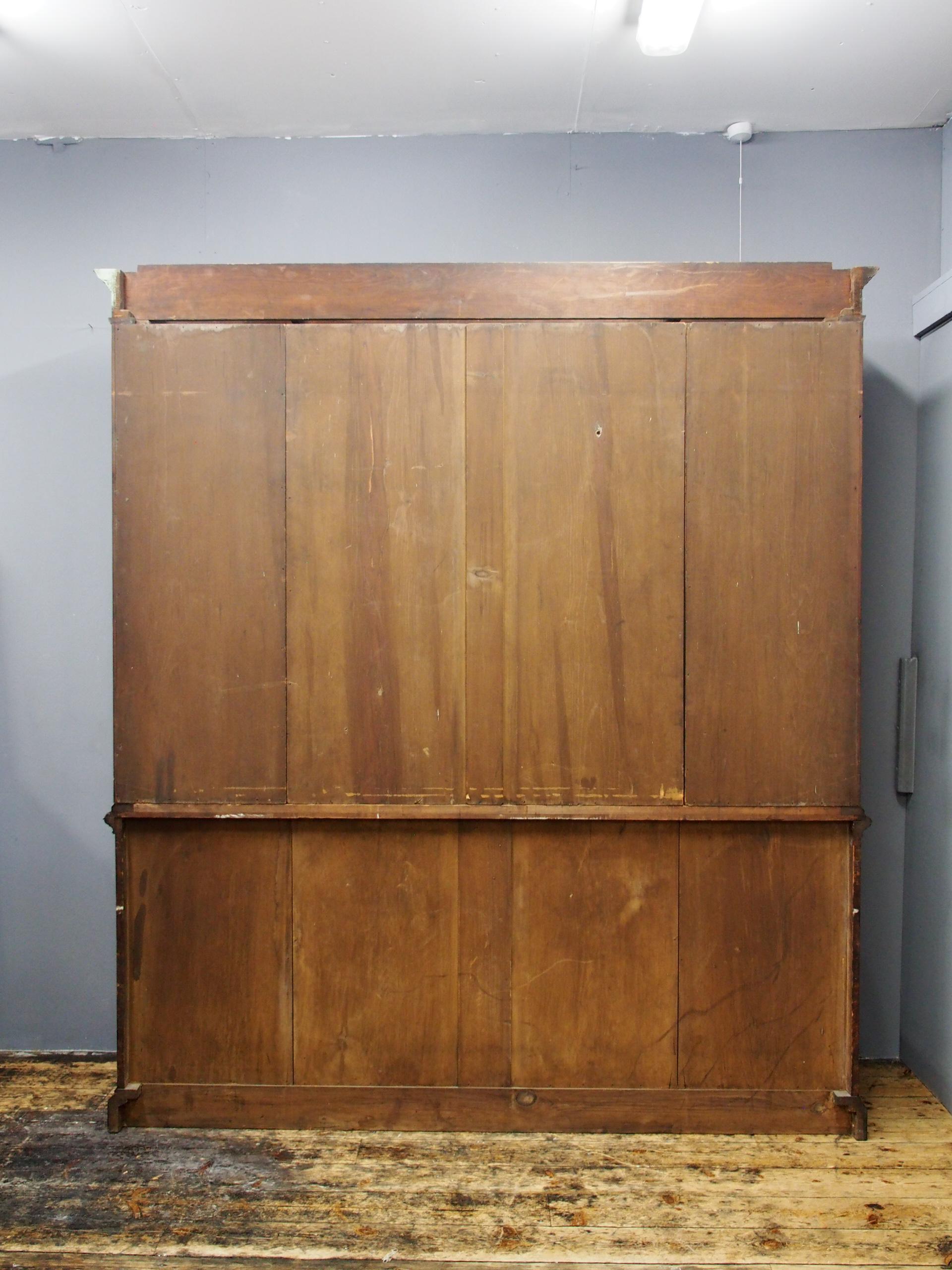 Victorian Oak 4 Door Breakfront Bookcase im Angebot 5