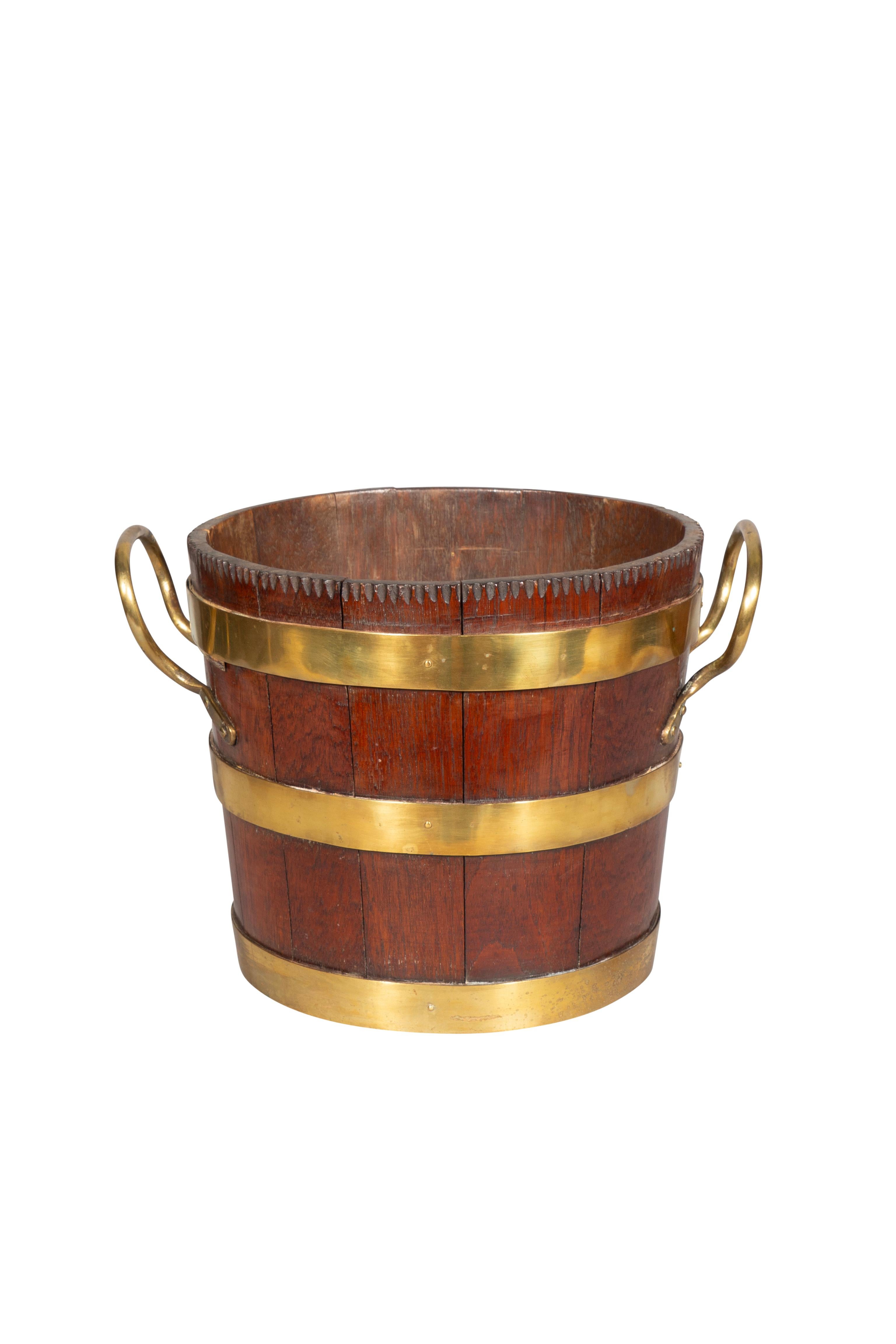 English Victorian Oak And Brass Pail For Sale