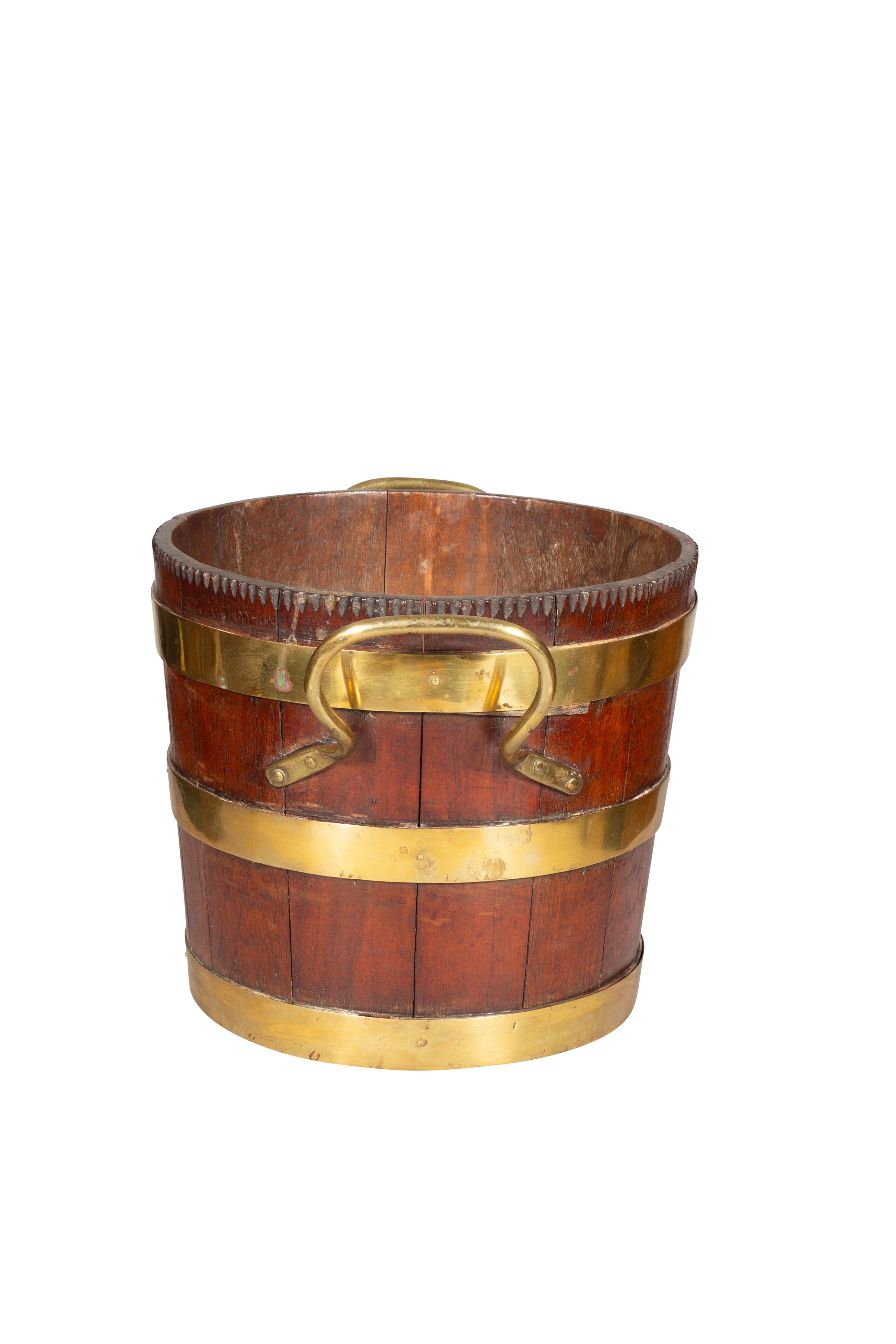 Victorian Oak And Brass Pail In Good Condition For Sale In Essex, MA