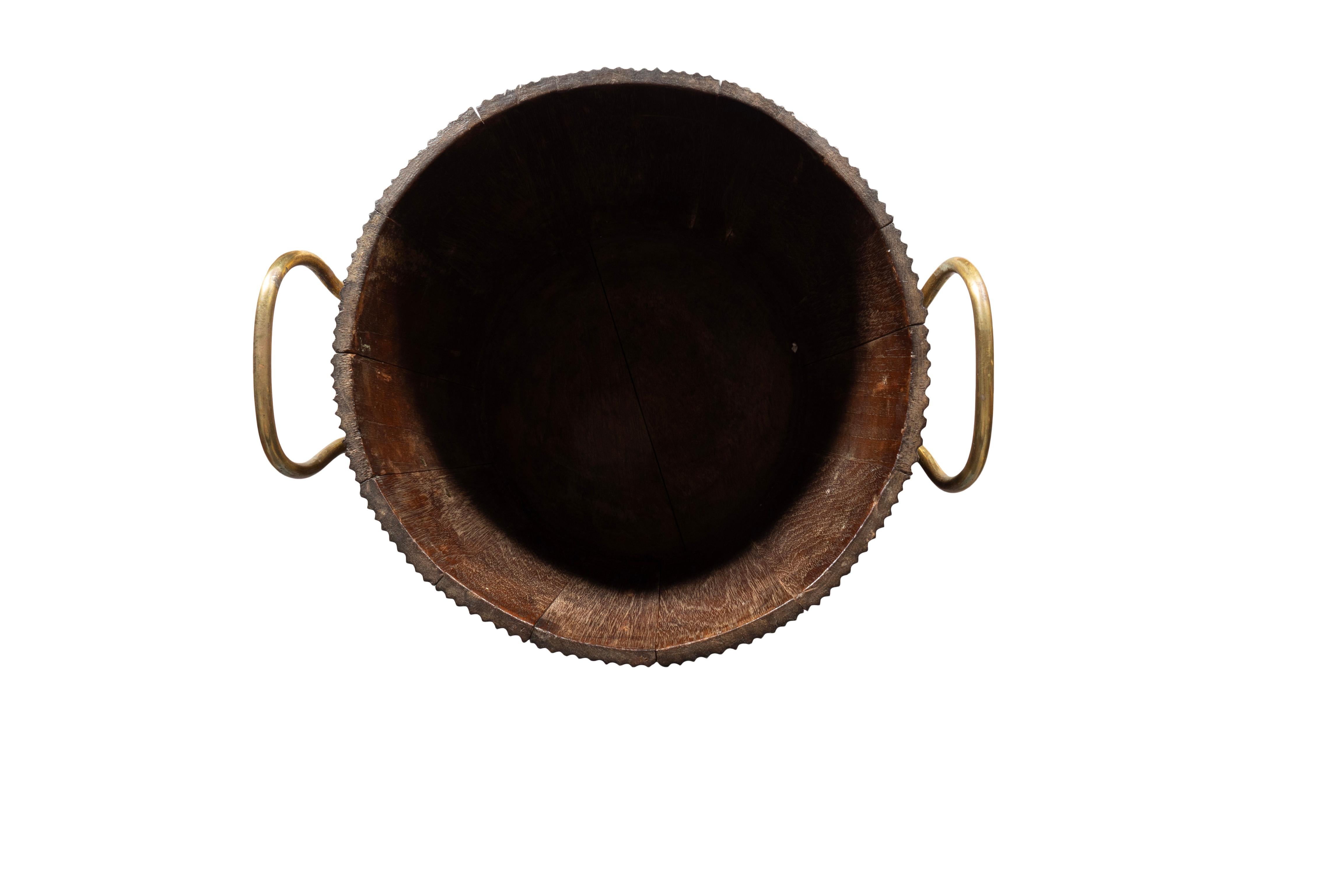 Mid-19th Century Victorian Oak And Brass Pail For Sale