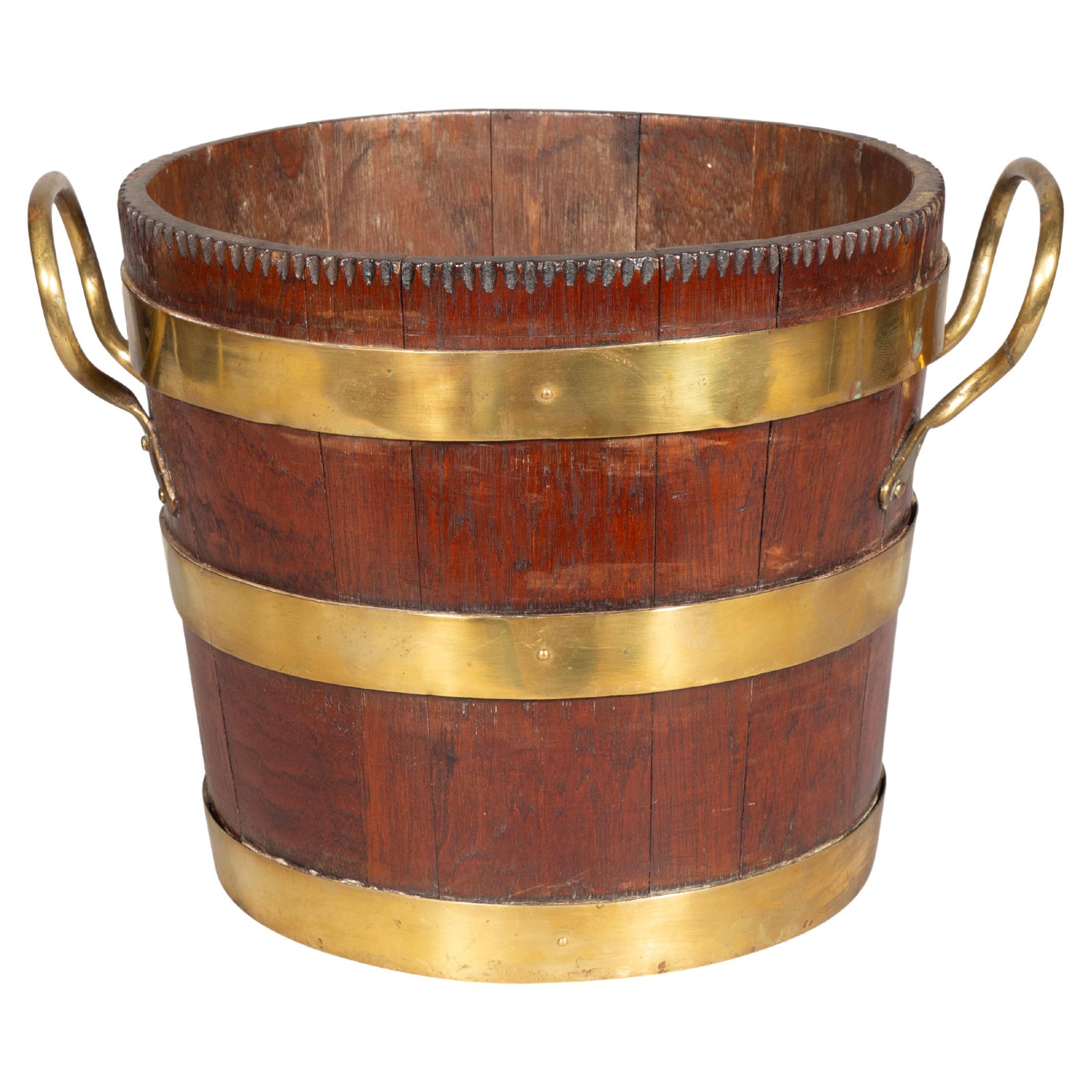 Victorian Oak And Brass Pail For Sale