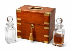 Victorian Oak and Brass Two-Decanter Box with Bramah Lock and Granswick Maker’s