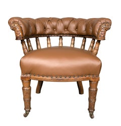 Victorian Oak And Leather Desk Chair