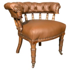 Victorian Oak And Leather Desk Chair