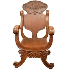 Antique Victorian Oak Armchair with Zeus Face