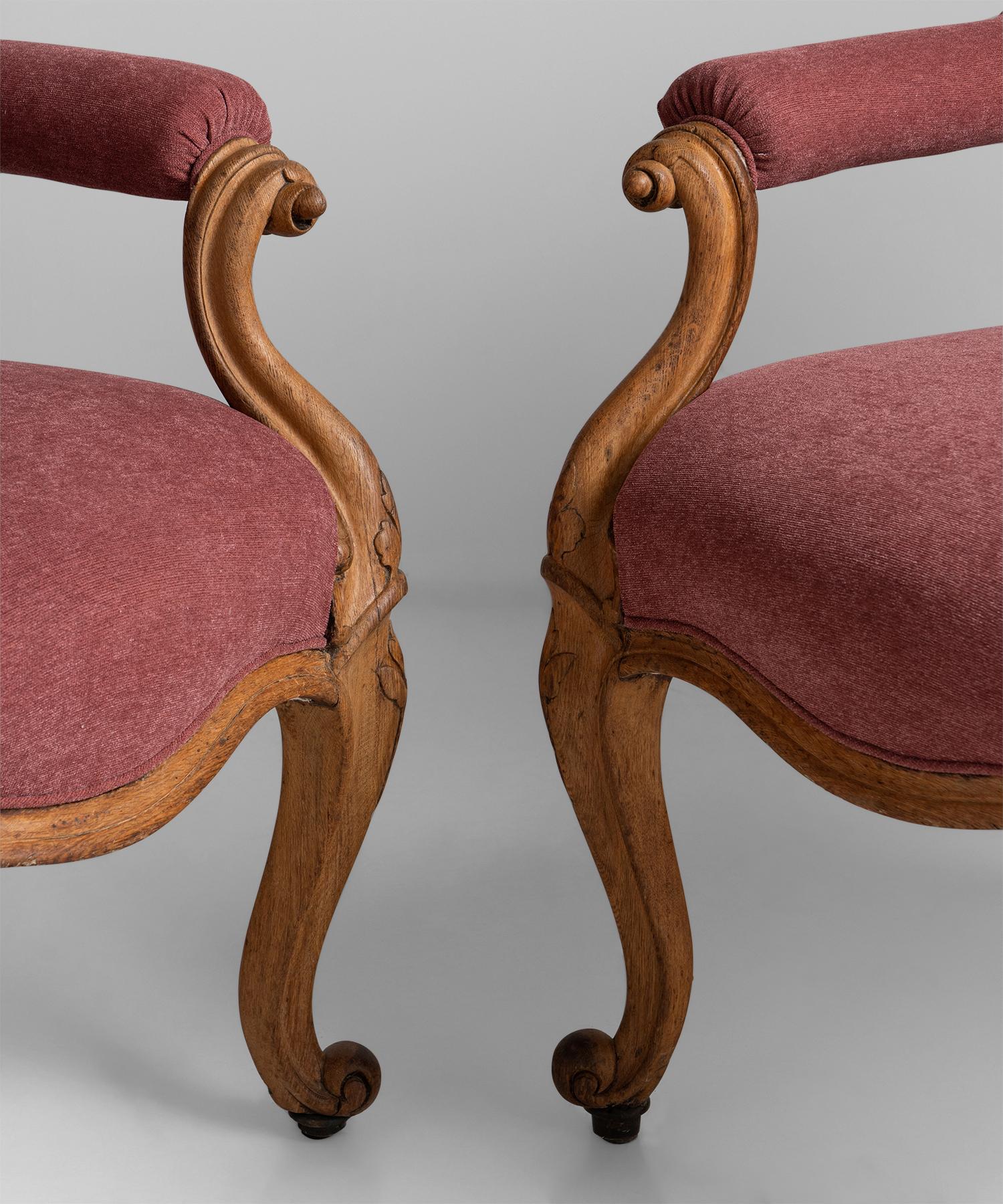 English Victorian Oak Armchairs