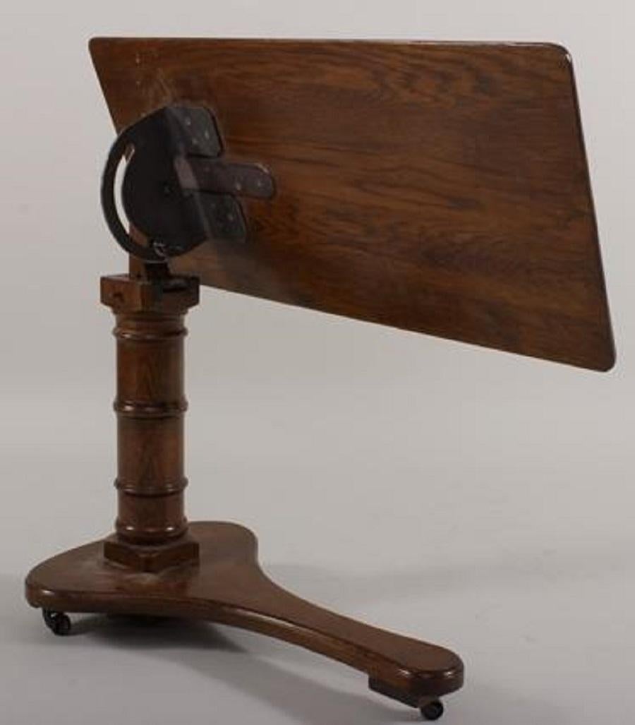 American Victorian Oak Bed Table with Tilt Top, Mid-Late 19th Century