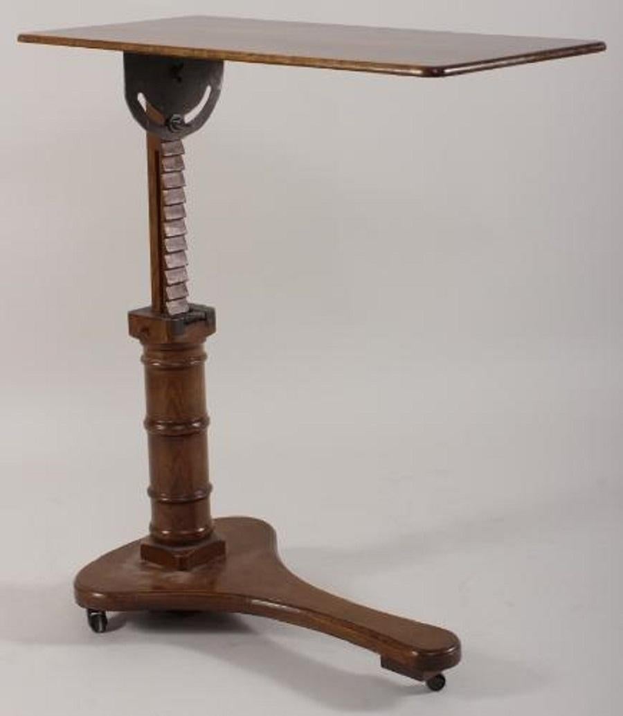 Victorian Oak Bed Table with Tilt Top, Mid-Late 19th Century In Good Condition In Savannah, GA