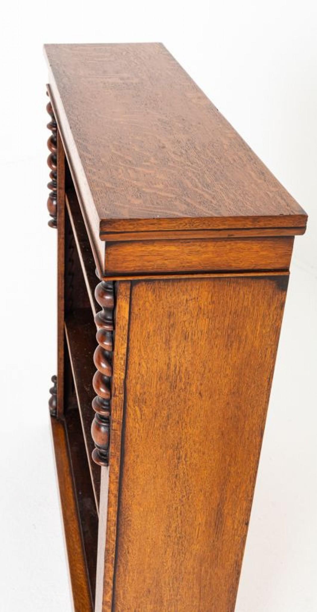 Late 19th Century Victorian Oak Bookcase Open Front Barley Twist 1870 For Sale