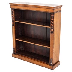 Victorian Oak Bookcase Open Front Barley Twist 1870